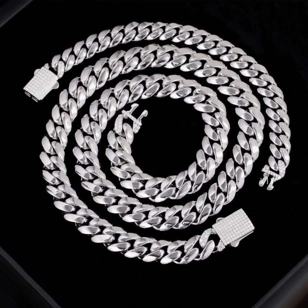 Hip Hop Gold Plated Sterling 12mm Wide Heavy Sier Cuban Chain for Mens Jewelry