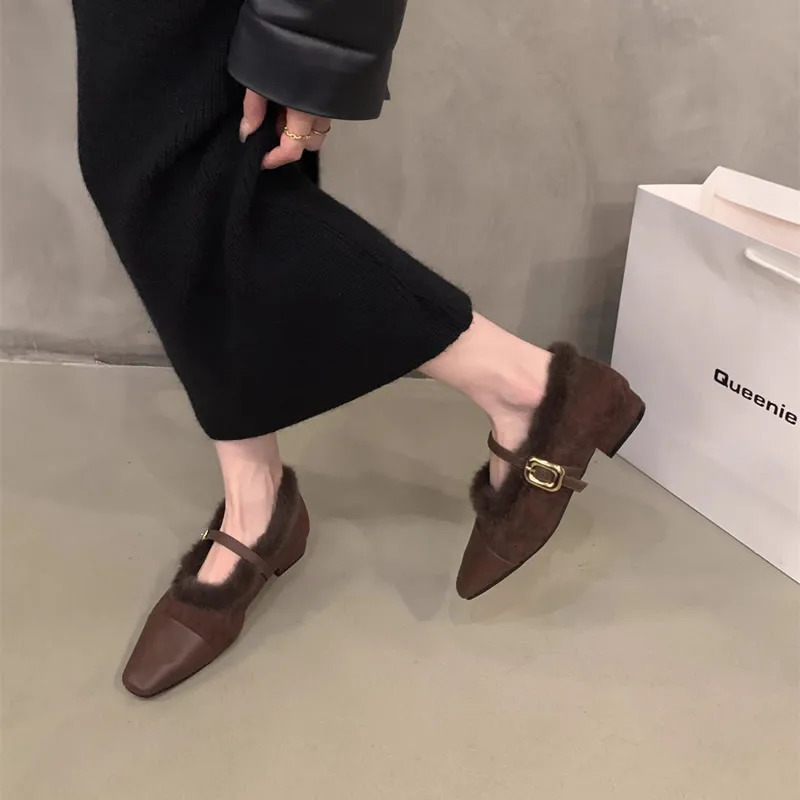Loafers Fur Shoes Woman Comfortable And Elegant Modis Female Footwear Casual Sneaker On Heels Dress Winter Mary Janes 250809
