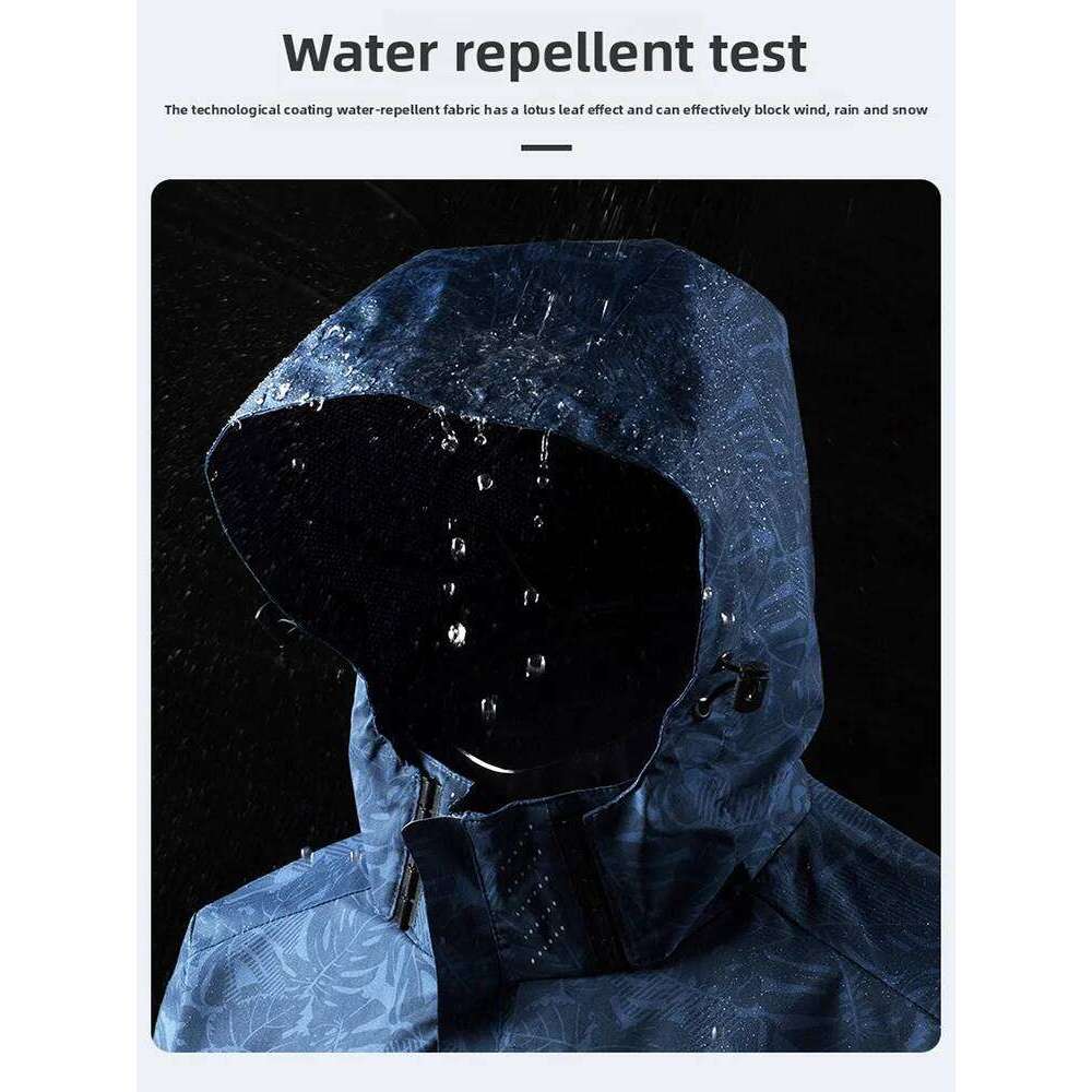 Men's Casual Waterproof Windbreaker Jacket Full Zip Up Hooded Shell Outdoor Hiking Coat For Autumn Plus Size
