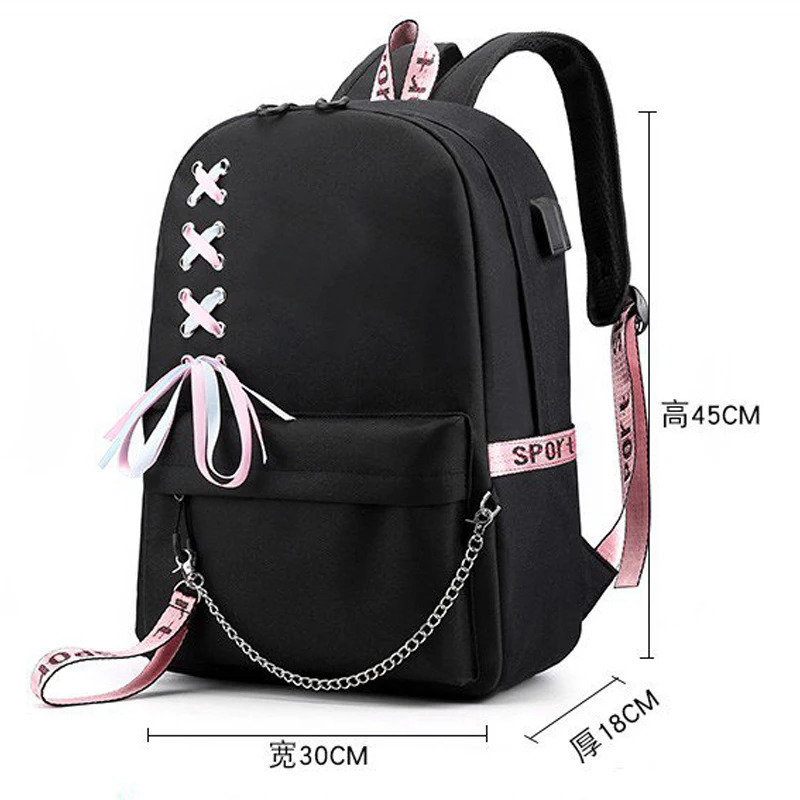 School Backpack for College Students Fashion Trend Travel Backpack USB Charging Laptop Bagpack Black School Bags for Teenager 250813
