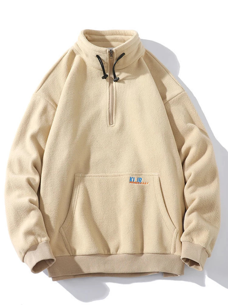 Gmiixder Half-zip Hoodless Sweatshirt Autumn Winter Stand-up Collar Shirt Oversize Velevet Tops Lovers Trend Polar Fleece Jacket 250813