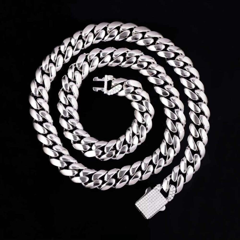 Hip Hop Gold Plated Sterling 12mm Wide Heavy Sier Cuban Chain for Mens Jewelry