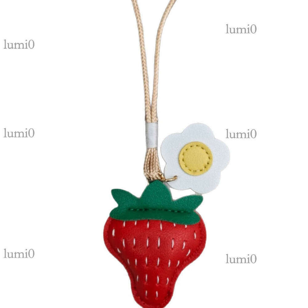 Red New PU Strawberry Small Cute Girly Keychain Bag Decoration Car Pendant