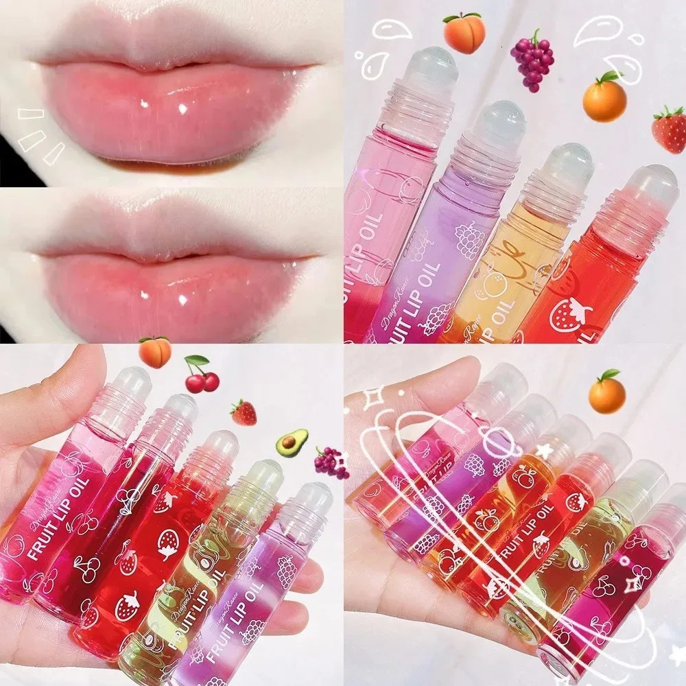 Hydrating Lip Oil Roller Gloss Nourishing Lip Balm Transparent Colorless Fruit Avocado Lip Care 250813