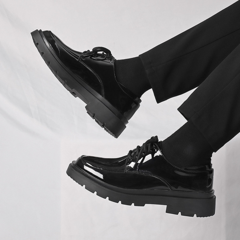 Men's Leather Korean Trendy Versatile Thick Sole British Style Groom Formal Shoes 6265-H