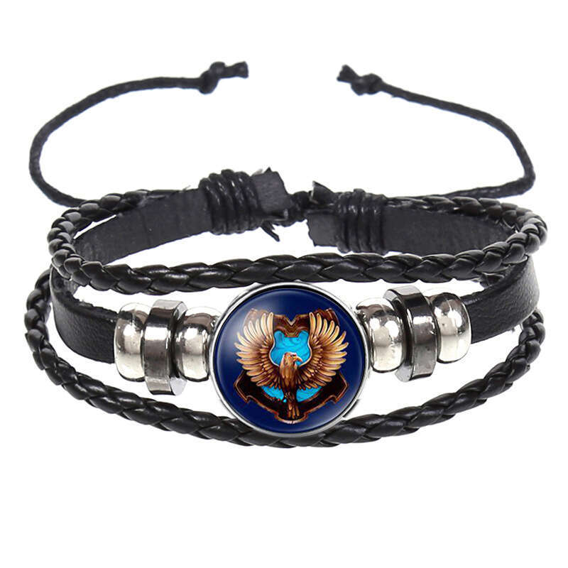 DHcollection Hot Selling Beaded Leather Bracelet Potter Badge Hogwarts School of Witchcraft and Wizardry Time Ornament