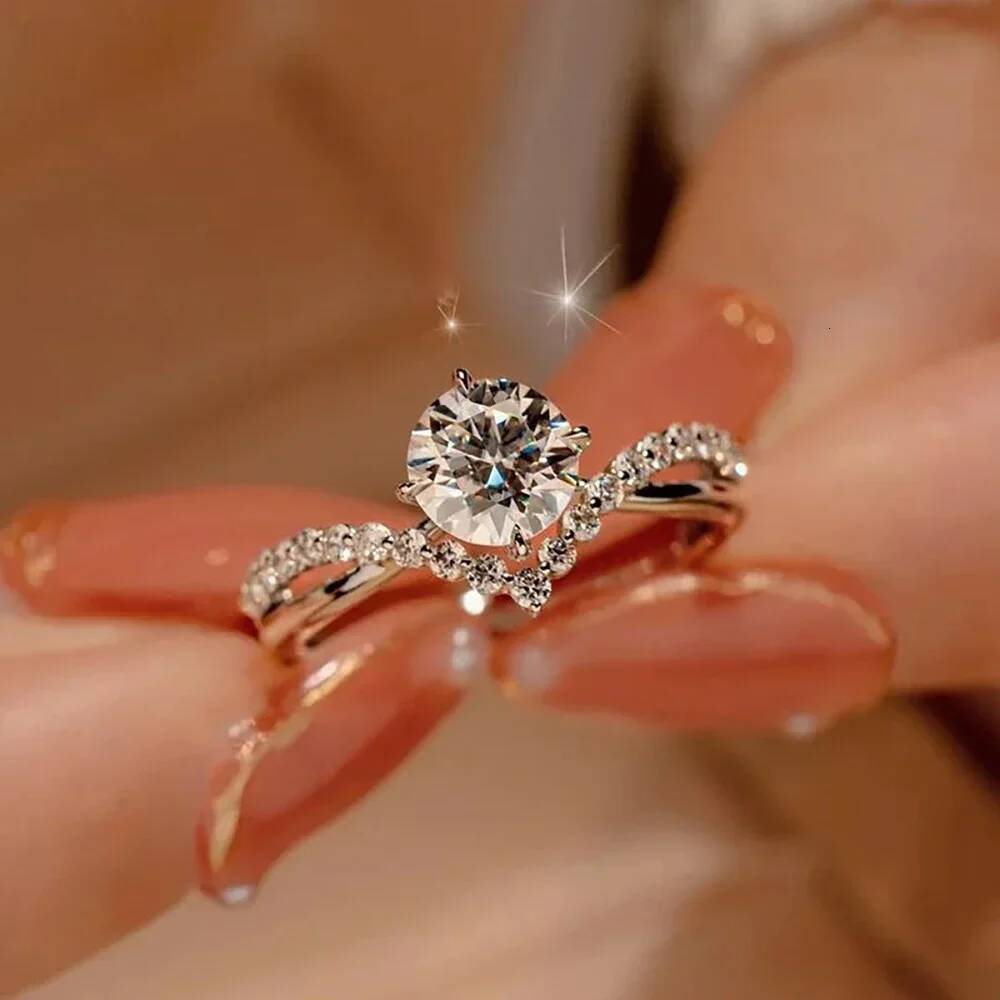 1 Carat 6.5mm Moissanite Diamond Bridal Rings with Gra 925 Sterling Silver Promise Engagement Ring Wedding Band for Women KUTPF