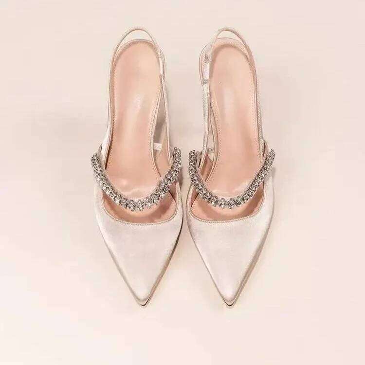 Water Dia 2025 New Slim Heeled Pointed High-heeled Shoes with A Headband and Sandals for Women's Singles