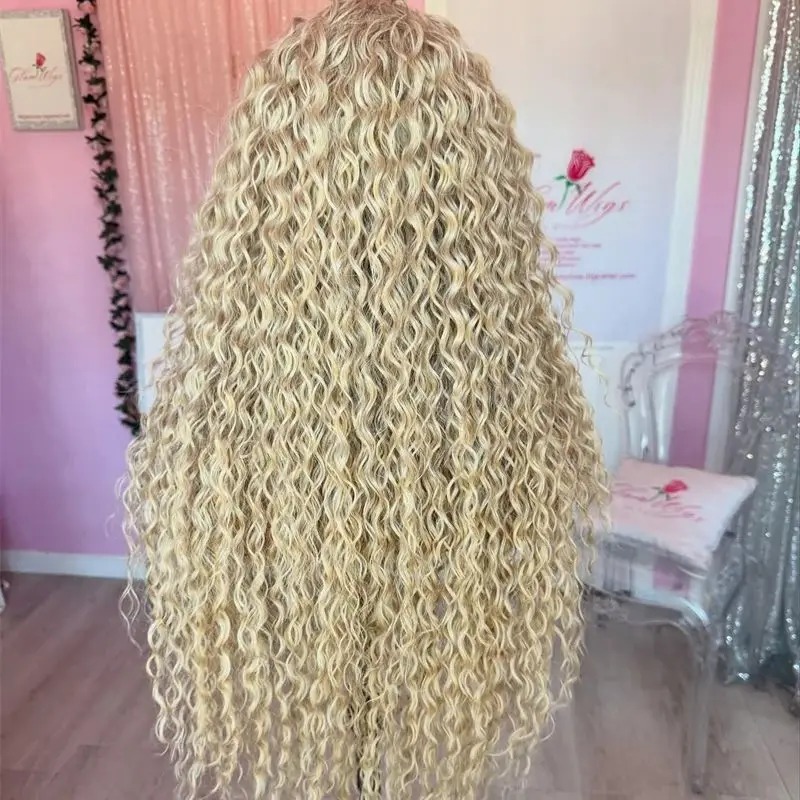 Ash Blonde Curly Wave Lace Front Wig Human Hair for Black Women 180% Density HD Transparent Deep Wave Lace Frontal Wigs Synthetic Ready To Wear