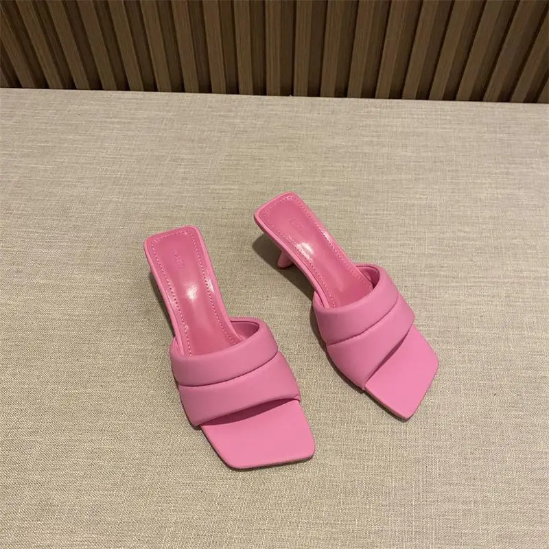 Womens Slippers Slippers Womens Summer Wear Fashion Open-toed Square Flip-flops Womens High Heels Sandals Women 250809
