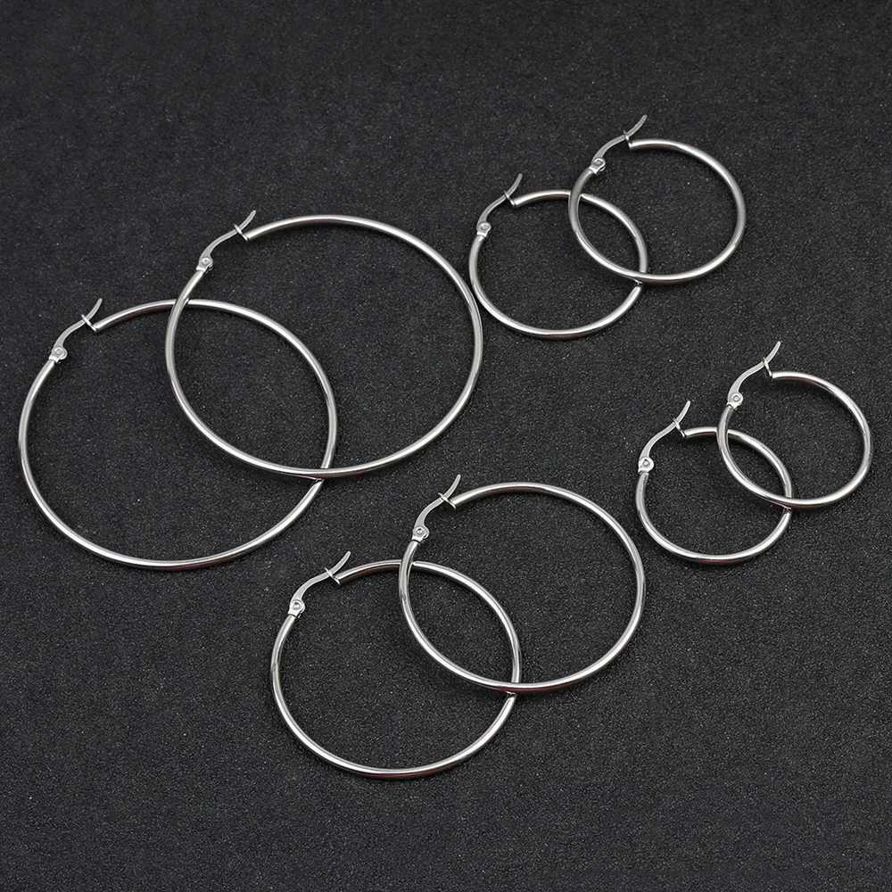 Small Big Circle Women Hoop Earrings Exaggerated Hoop Ear Loop Smooth Ring Round Earring Stainless Steel Jewelry Wholesale XJ250814
