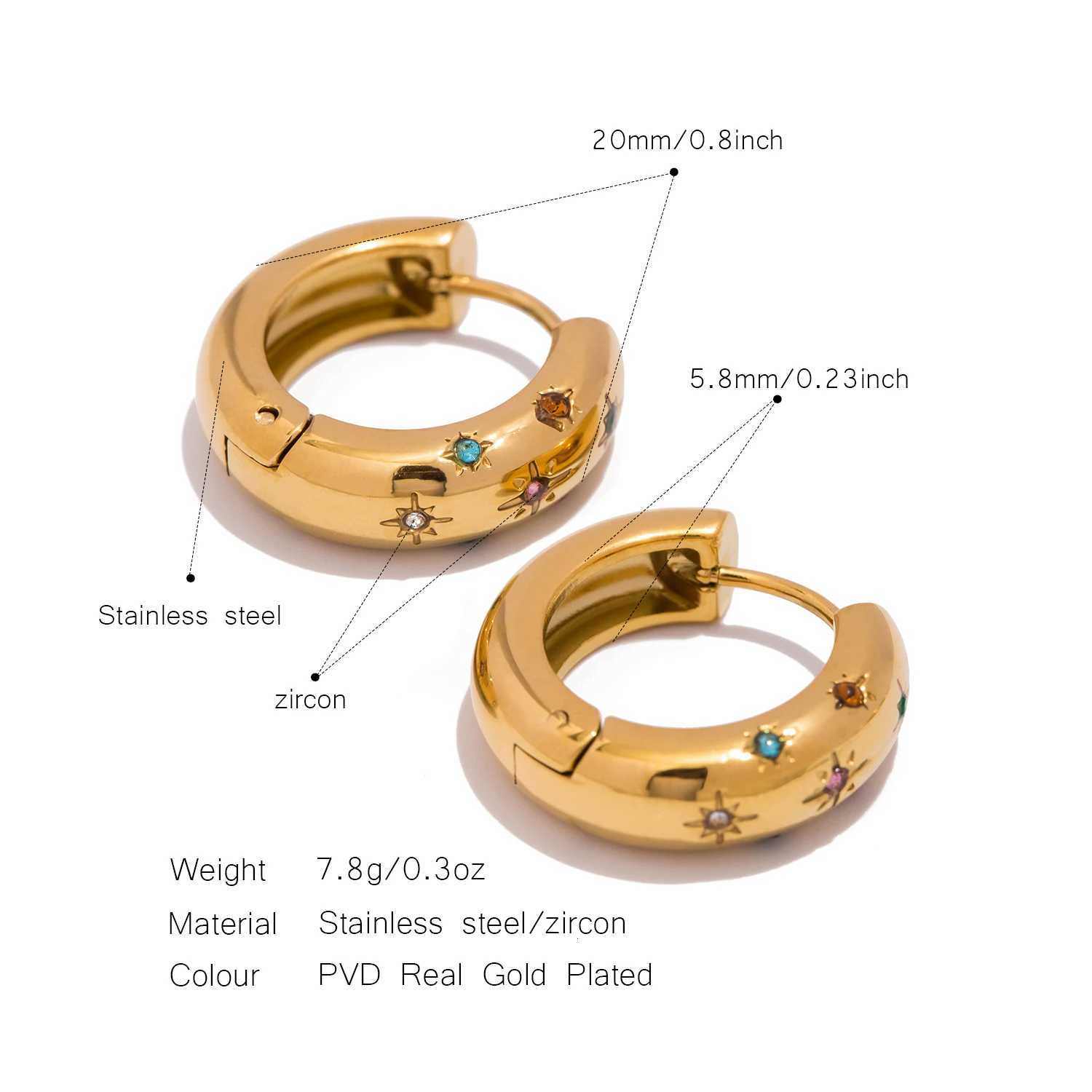 18K Gold Plated Stainless Steel Classic Inlaid Zircon Hoop Earrings for Women Exquisite Earrings XJ250814