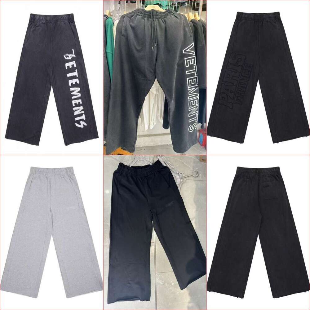 25FW New VTM American Style Trendy Brand Embroidered Letter Signature OS Loose Long Unisex Casual Pants