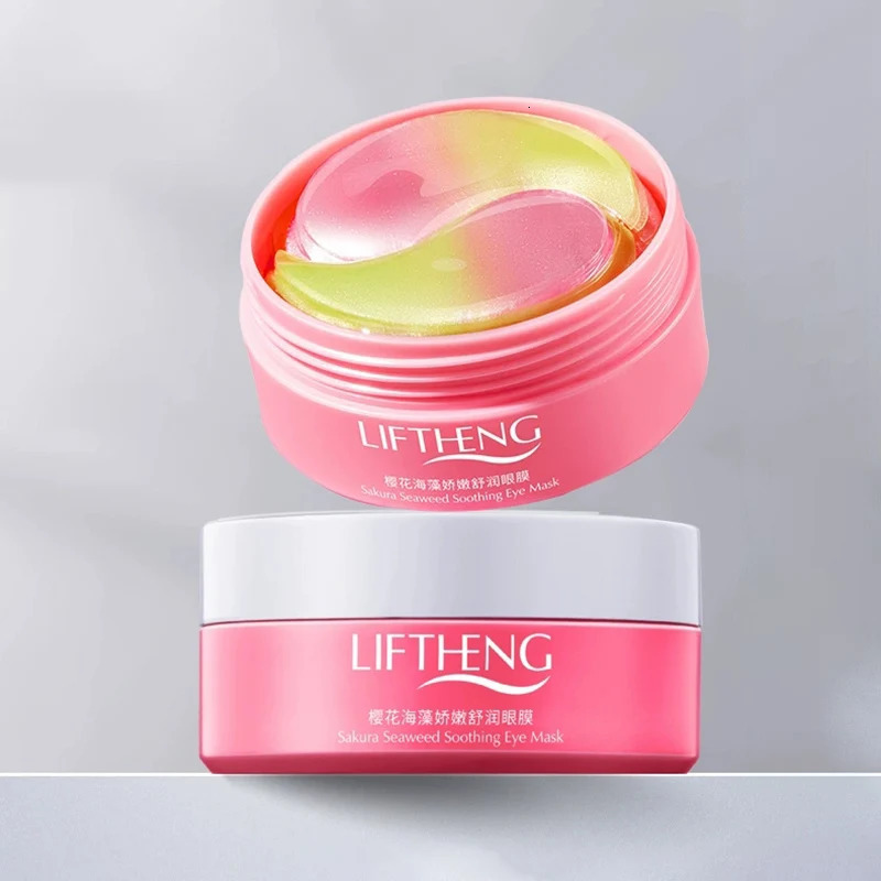 60pcsbox Seaweed Sakura Crystal Collagen Eye Mask Dark Circles -aging Eye Patches Gel Masks Skin Care 250813
