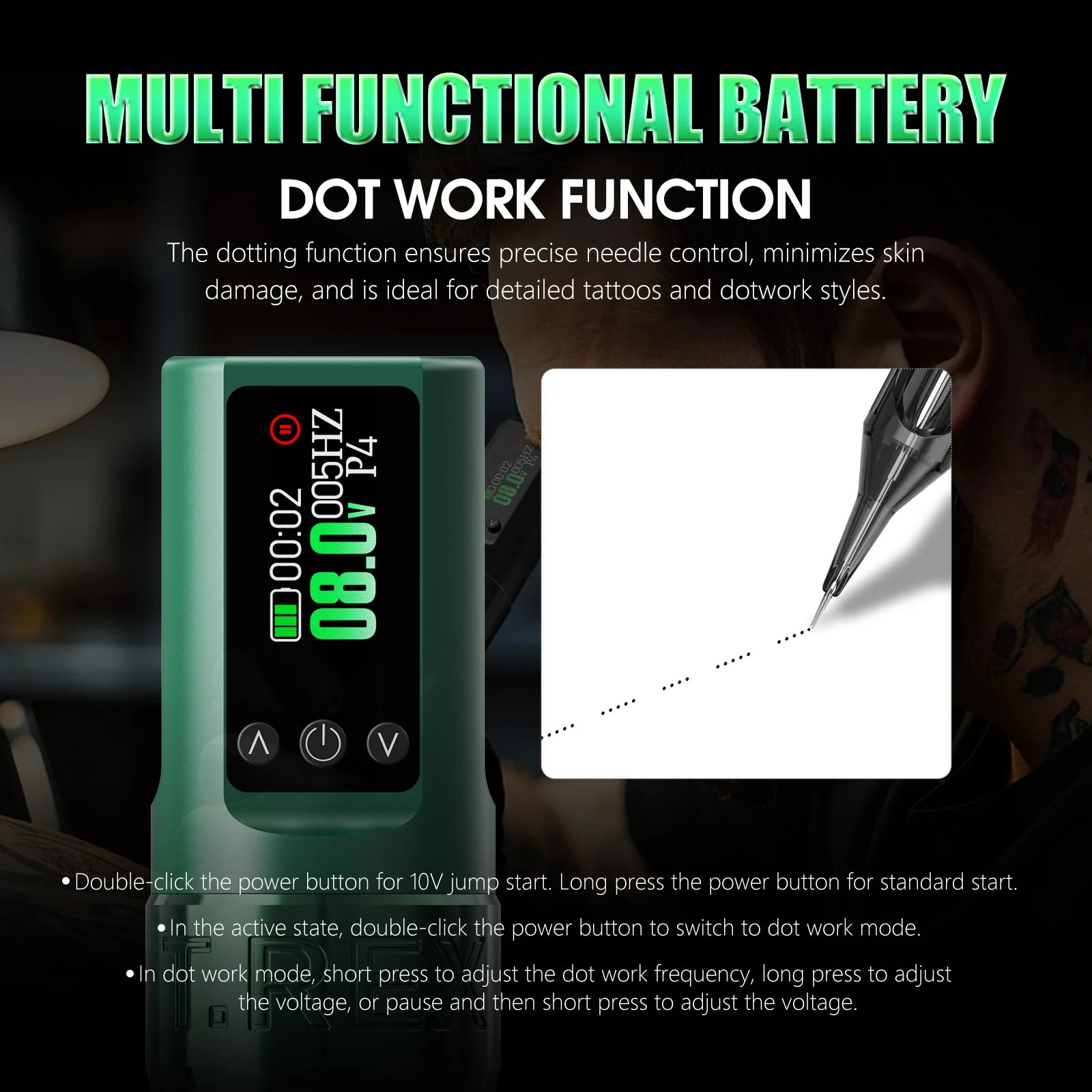 TRex wireless tattoo machine multifunctional pen with 1600mAh battery rotary 35mm stroke length 250809