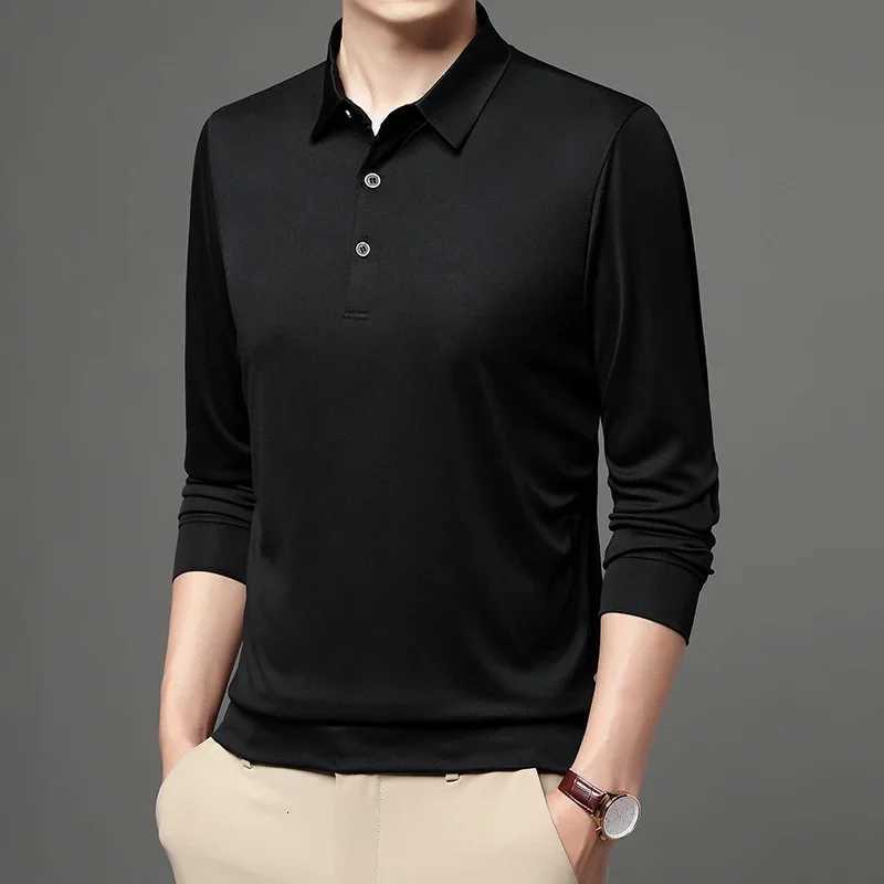 Spring and Autumn Long Sleeve Polo Shirt Polo Collar Solid Mens Long Sleeve T-shirt XJ250804