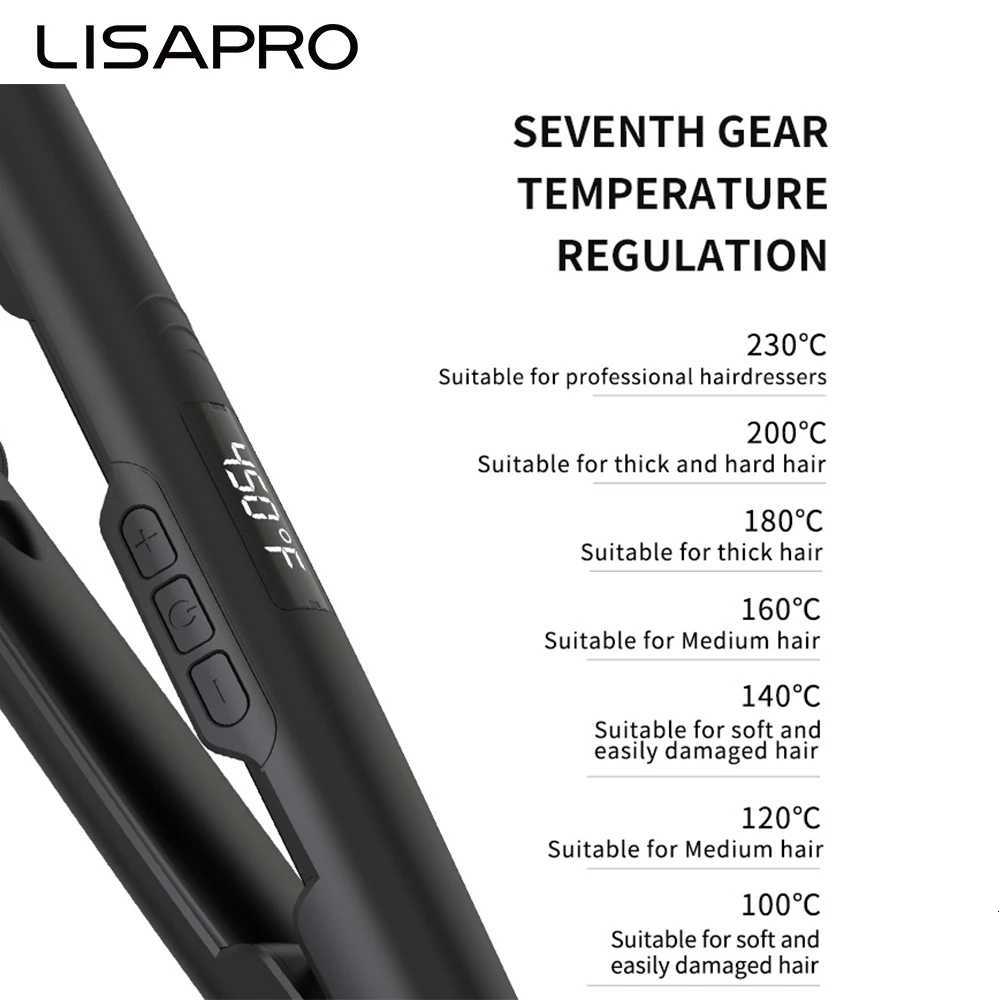 LISAPRO Original Ceramic Hair Straightening Flat Iron 1 Plates|Black Professional Salon Model Hair Straightener Curler W250814