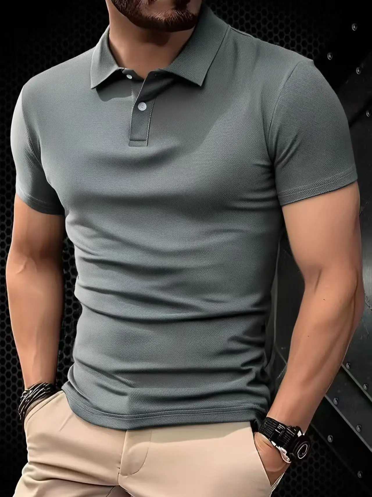 2025 New Mens Sports Korean Casual Trend Slim Fit Short Sleeve Silk Cotton Collar Solid Color T-Shirt Polo Shirt Polo XJ250804
