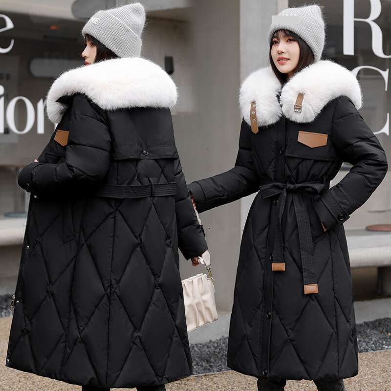 Warm Jacket Women Long Parka Coat New Winter Coats Slim Down Cotton Thick Jackets Fur Collar Outwear Parkas Female Clothes