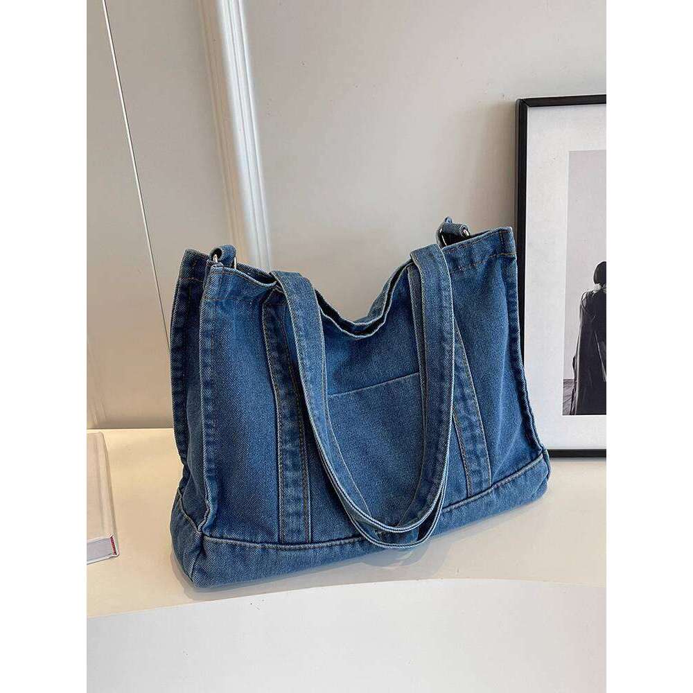Korean Style Fashion Commuter Handbag Large Capacity for NEW free shipping Women New Denim Tote 2025 High-End Feel Shoulder Bag
