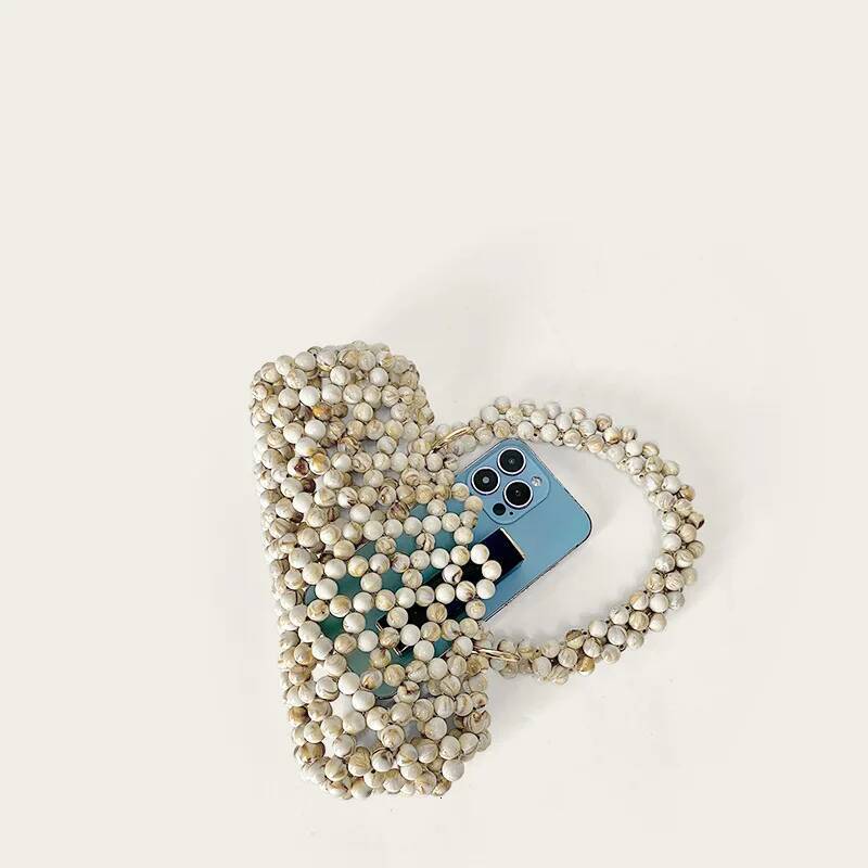 Meet You Summer Vintage Acrylic Hand Beaded Fashion Hollow Out Design Women's Evening Party Purse Female Beach Bag high-quality