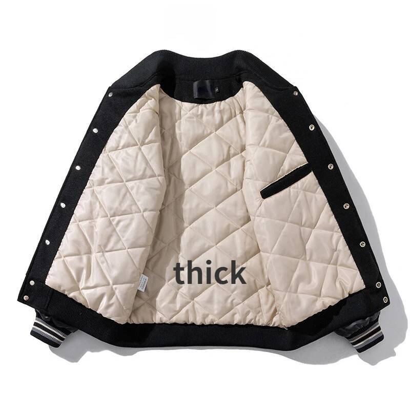 Vintage Varsity Men Winter Letter Embroidery Baseball Jacket Women Leather Sleeve Fashion Casual Woolen Coat Green Parka