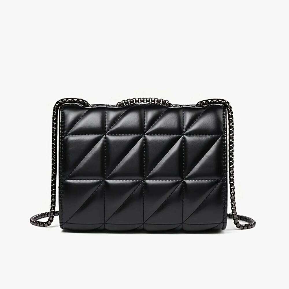 City Bag Argyle Quilted Chain Buckle Crossbody Bag, One Shoulder Small Square Bag