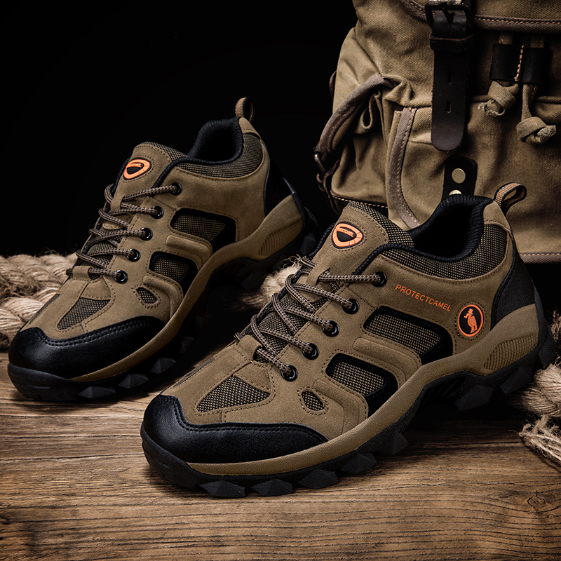Men's mountaineering for autumn and winter sports leisure thick sole wear-resistant anti-skid outdoor hiking fishing work shoes