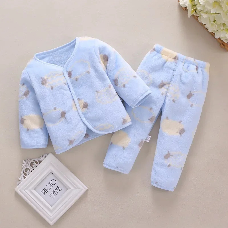 2Pcs Set born Baby Clothing Flannle Spring Autumn Set for Babies Soft Toddler Jacket Cartoon Boys Girls Set 0-24M 250813