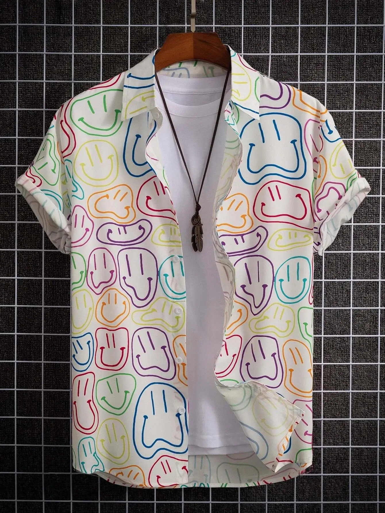 Fashion Print Shirt Mens Seaside Quick Dry Summer Leisure Short Sleeve Top Holiday Clothing 250804