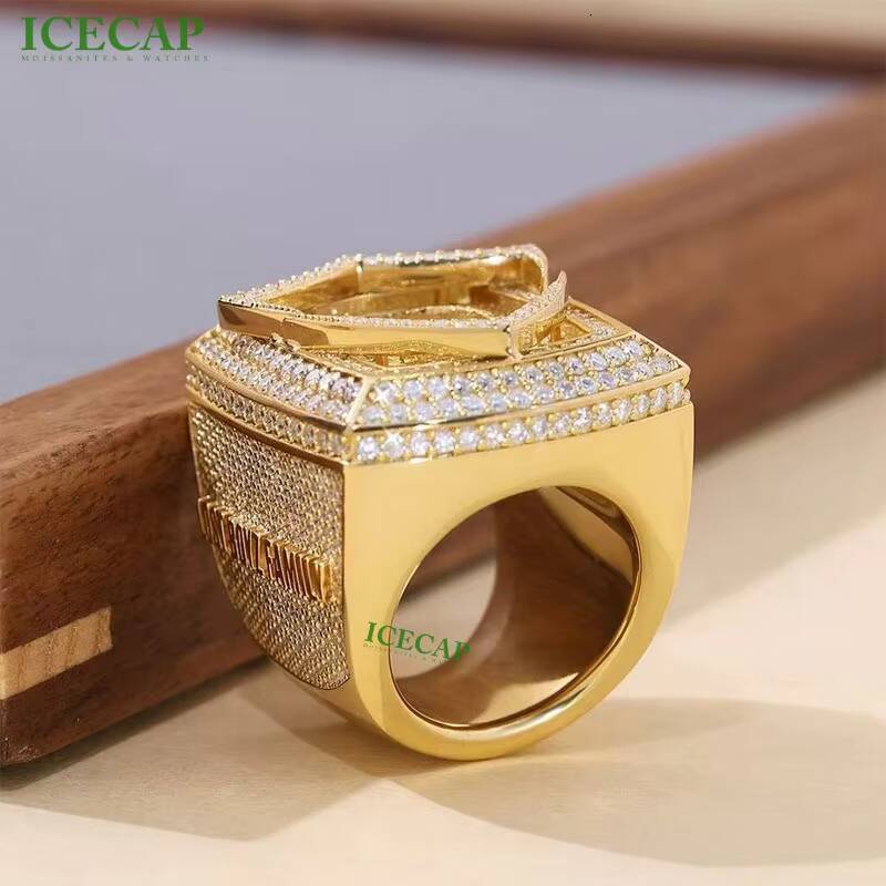 Selling Sterling Sier Championship Engagement Ring Customizable VVS Iced Moissanite Rose Gold Plating Hot Jewelry