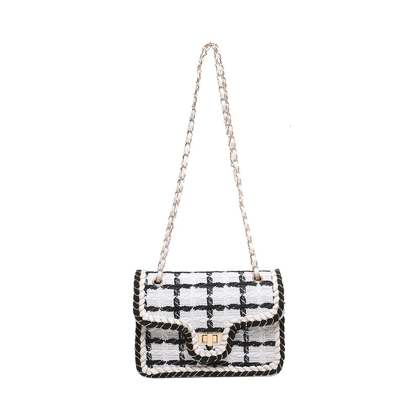 Luxury Brand Designer Bag New Style Plaid Woven Women's Bag Korean Version Ins Style Retro Fashion Single Shoulder Bag Chain Small Square Bag