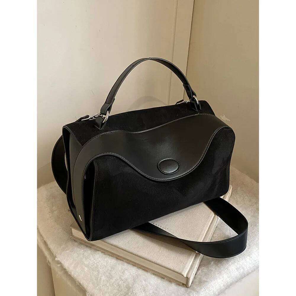 Retro Suede Pillow Bag for Women Solid Soft Frosted Leather Boston Pack Large Capacity Female Commuter Shoulder Bags New