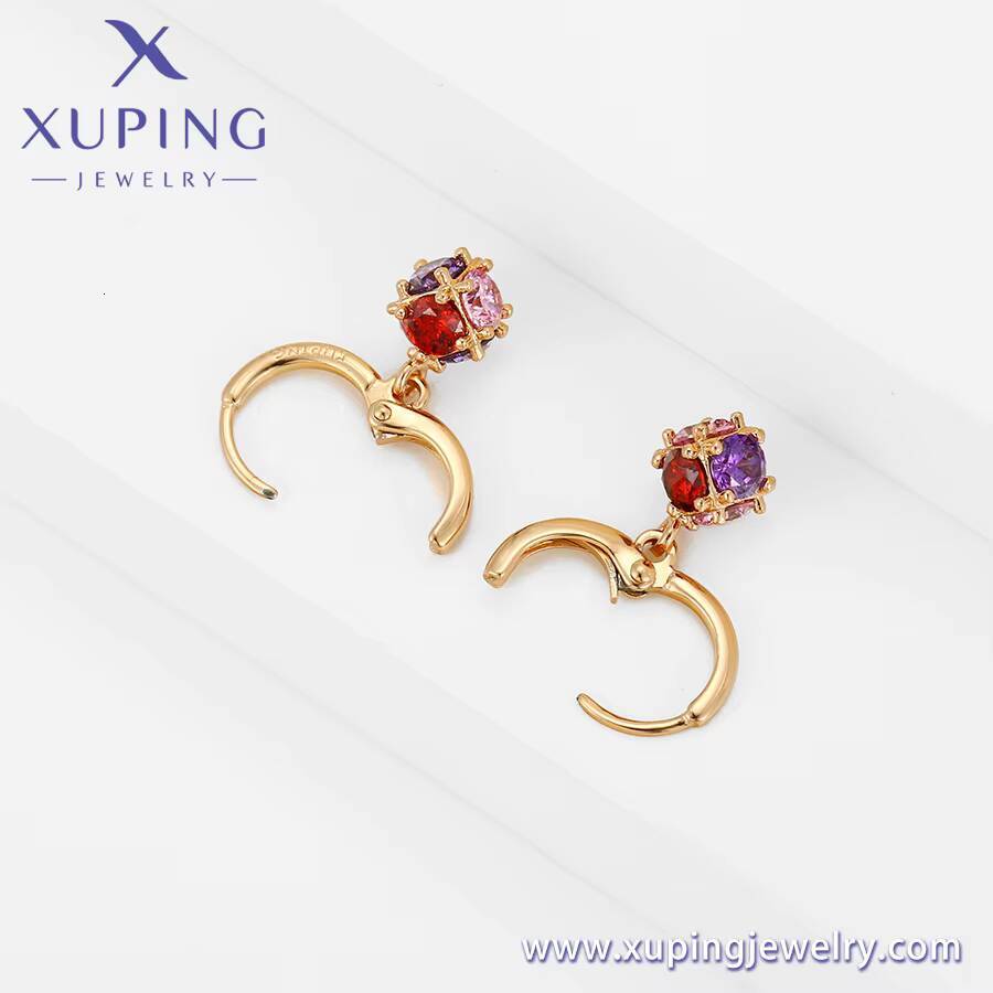 90072 Xu Ping Large Diameter Crystal Hoop Earrings, Gold-Plated Fashion Women's Earrings