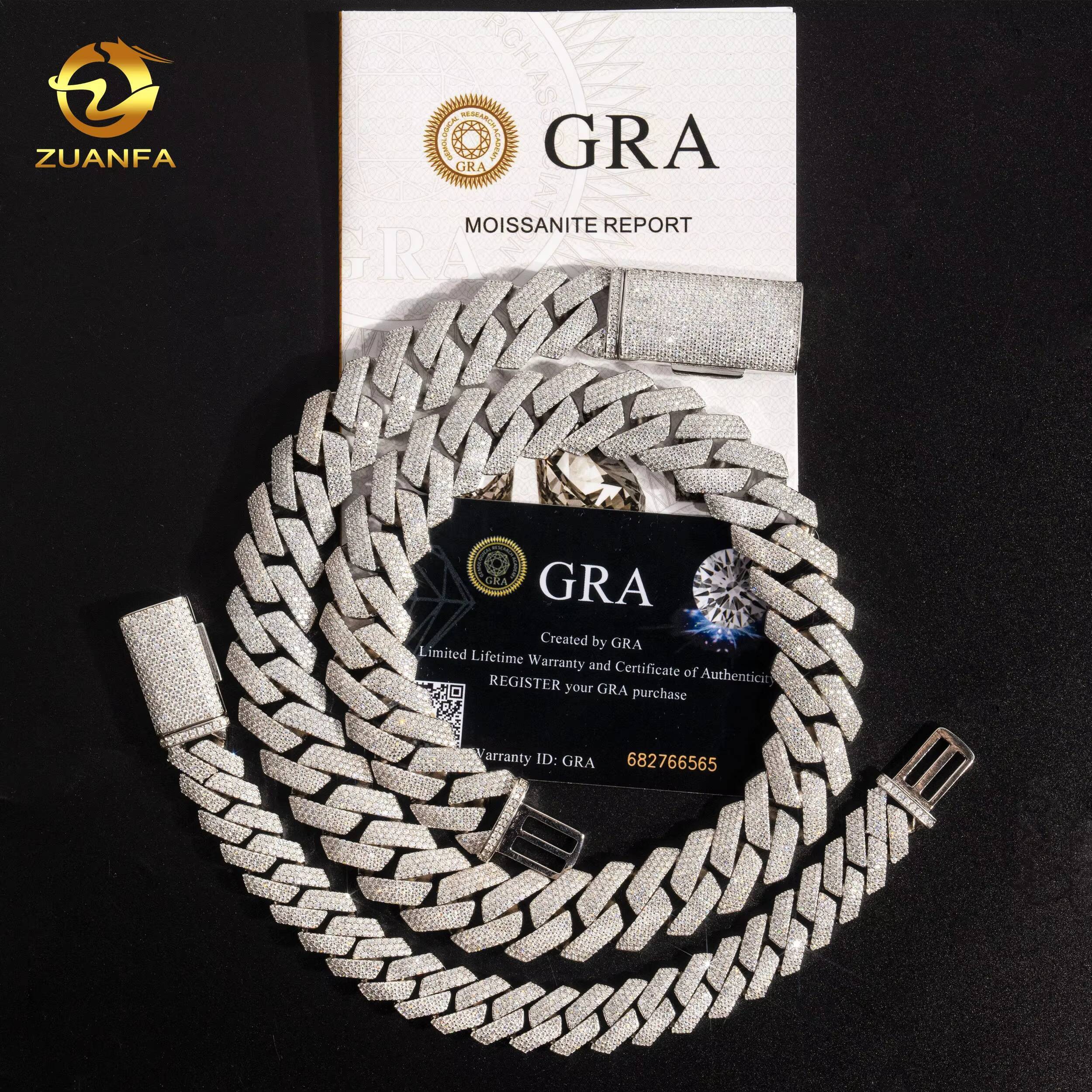 Iced Out Jewelry VVS Dias Custom Necklace Hip Hop Sier Cuban Link Chain Moissanite