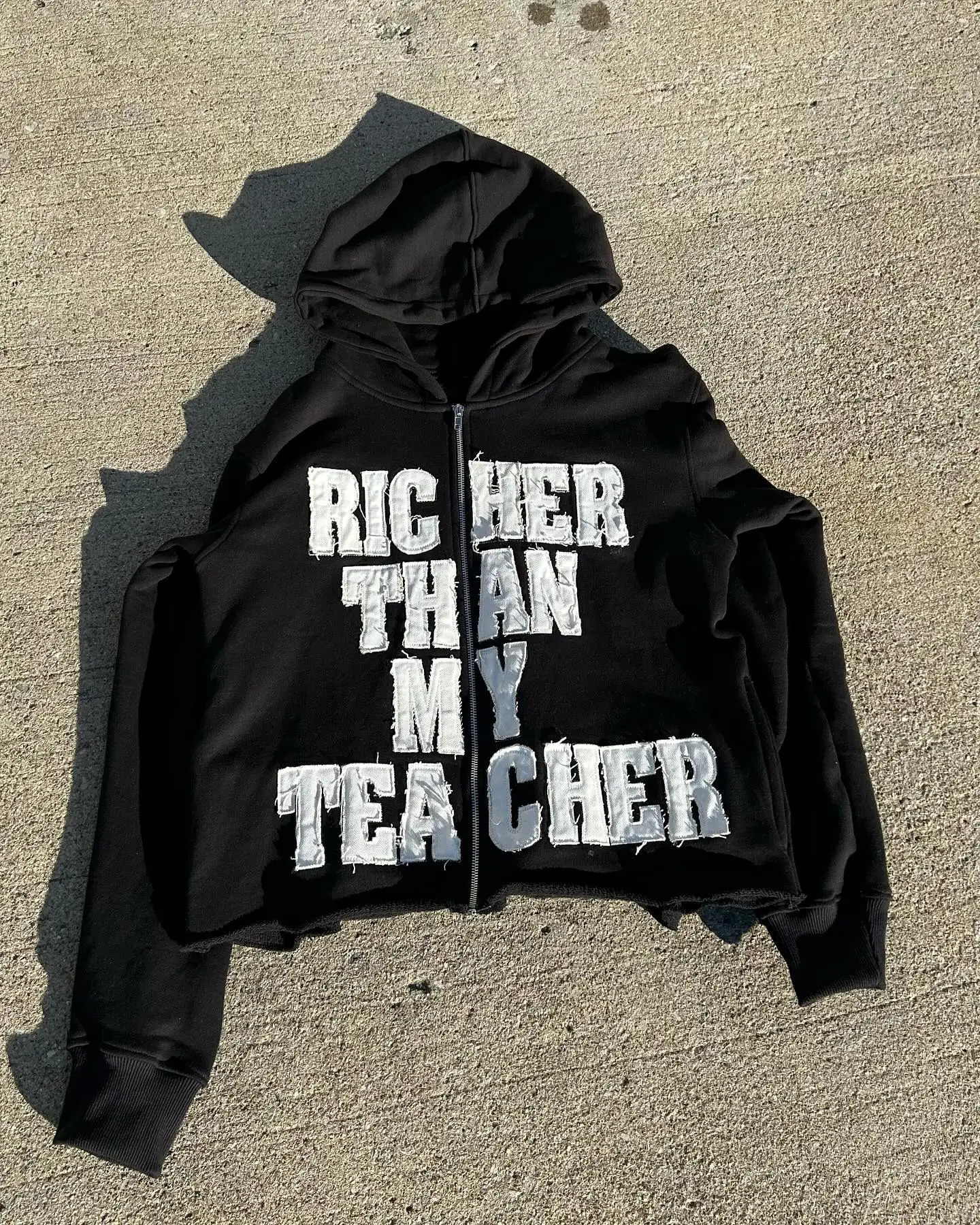 Y2k Retro Trendy Letter Embroidery Loose Hoodies High Street Couple Oversized Zip Up Hoodie Patchwork Sweatshirt Men Clothing 250813