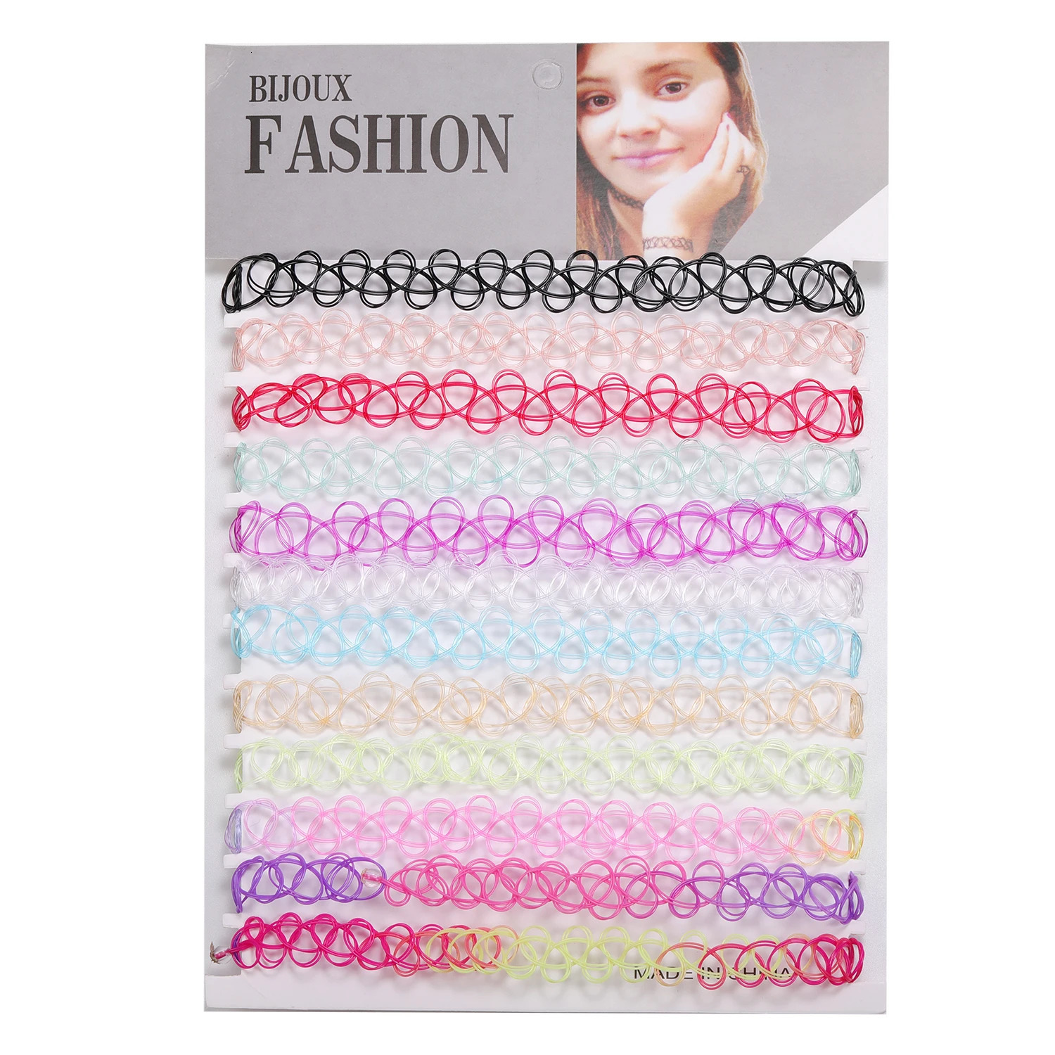 ZS 12Pcs Vintage Stretch Choker Necklace Lady Girl Tattoo Punk Retro Gothic Elastic Necklaces for Women 250811