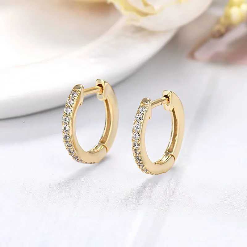 2025 New Korea Trend Luxury Gold Color Hoop Earrings for Women Charm Shiny Crystal Zircon Wedding Bride Jewelry Accessories XJ250814