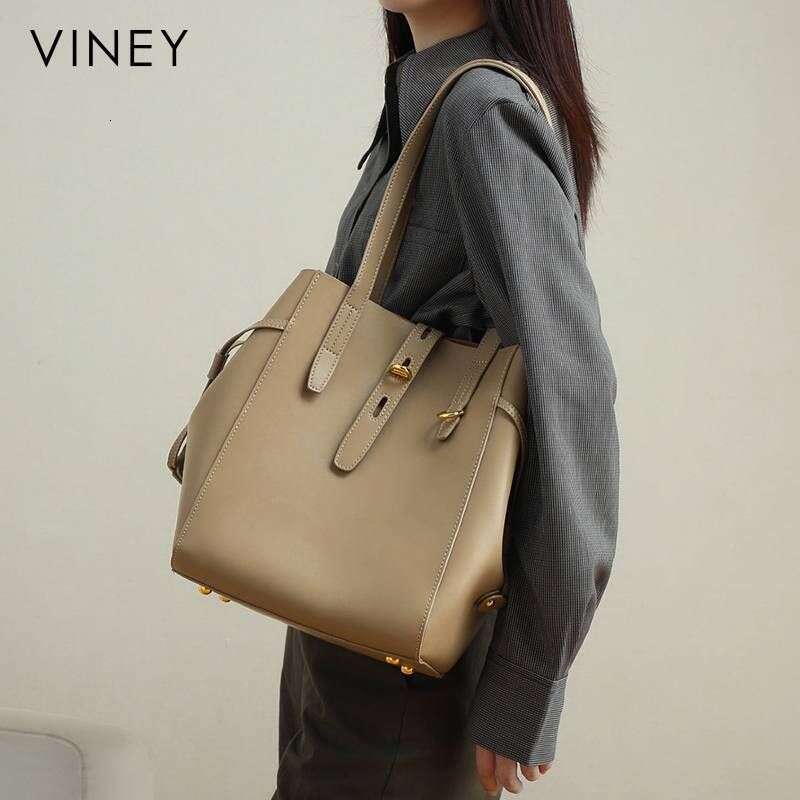 VINEY 2025 Spring And Summer Trendy Genuine Leather Hand-Held Shoulder Large Capacity Fashion Tote Women's Bag