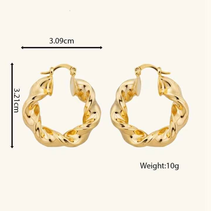 Personalized Exaggerated Twisted Hemp Rope Gold Plated Brass Hoop Earrings for Women Jewelry Wholesale