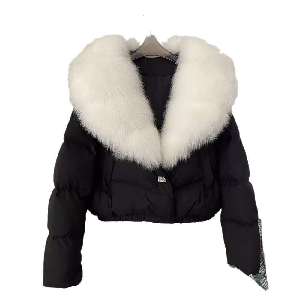 Women's Clothing Winter new style women's short fashionable warm down jacket small size stylish oversized real fox fur collar coat