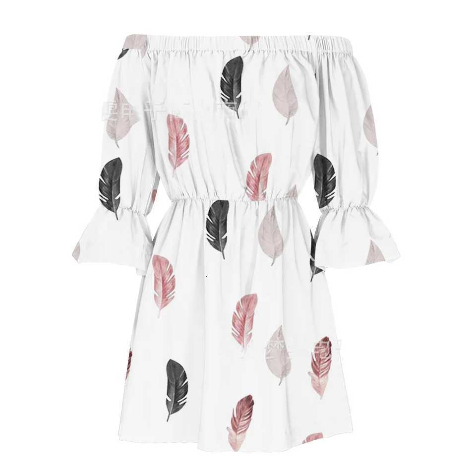 Women Summer Style Mini Dress Lady Casual Slash Neck Half Flare Sleeve Printed Dress Vestidos XJ250814