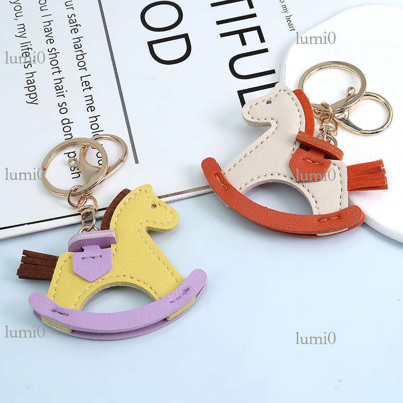 New Fashion Rocking Horse Pendant Handmade Creative Cute Leather Bag Charm Personalized Car Hanging Decoration