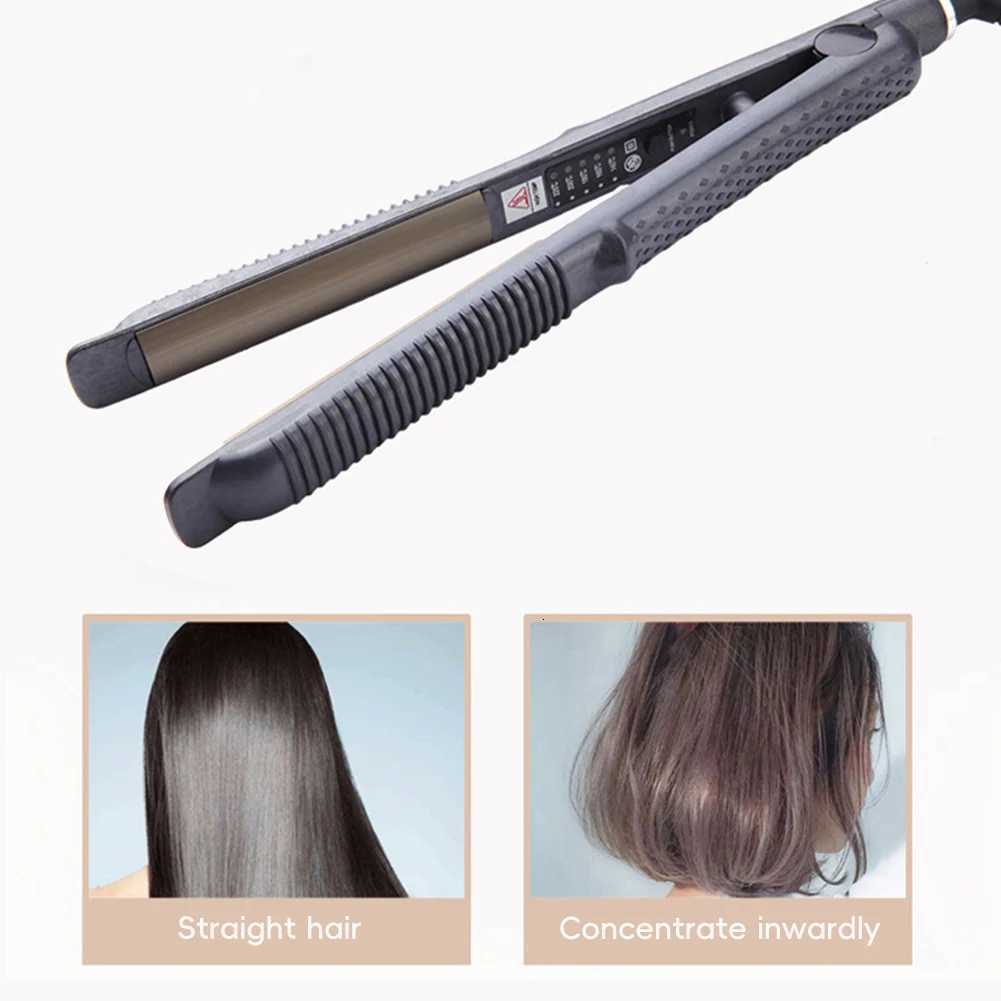 220V US/EU/UK Plug 2-in-1 Hair Straightener Curler Mini Flat Iron for Bangs Portable Wavy Curls Instant Heat Curl Ends Hair Tool W250814
