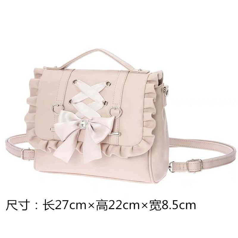 Mine Department Lolita Womens Bag Bow Control Strap Love Handbag Sweet Cute One Shoulder Oblique Span Womens Student Backpack XJ250814