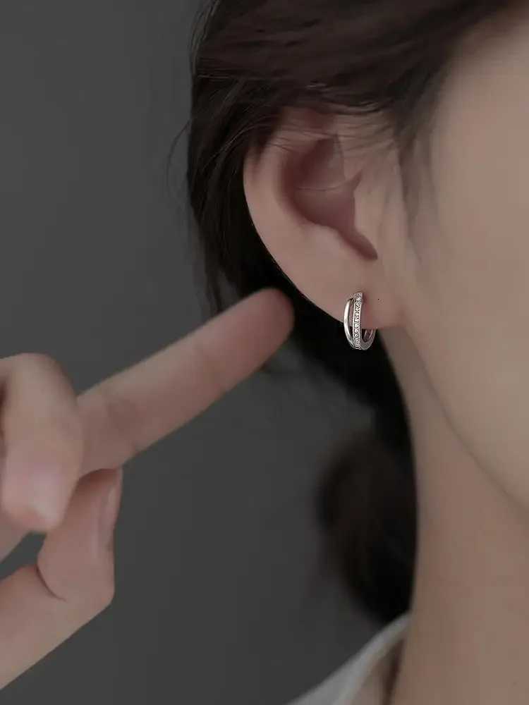 925 Sterling Silver Hoop Earrings Simple Temperament Inlaid Zircon for Women Wedding Jewelry Accessories XJ250814