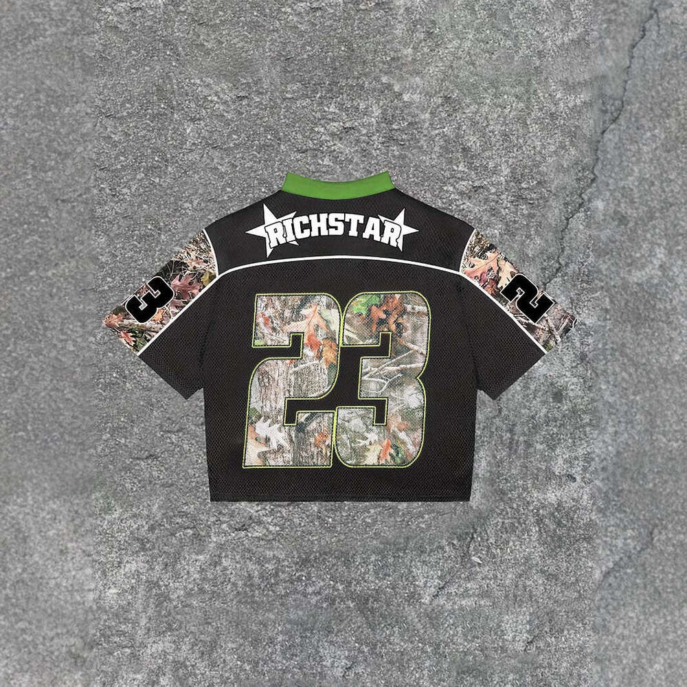 Y2K Jersey Hot Girl Street Loose V-Neck Short Sleeve T-Shirt Printed Top