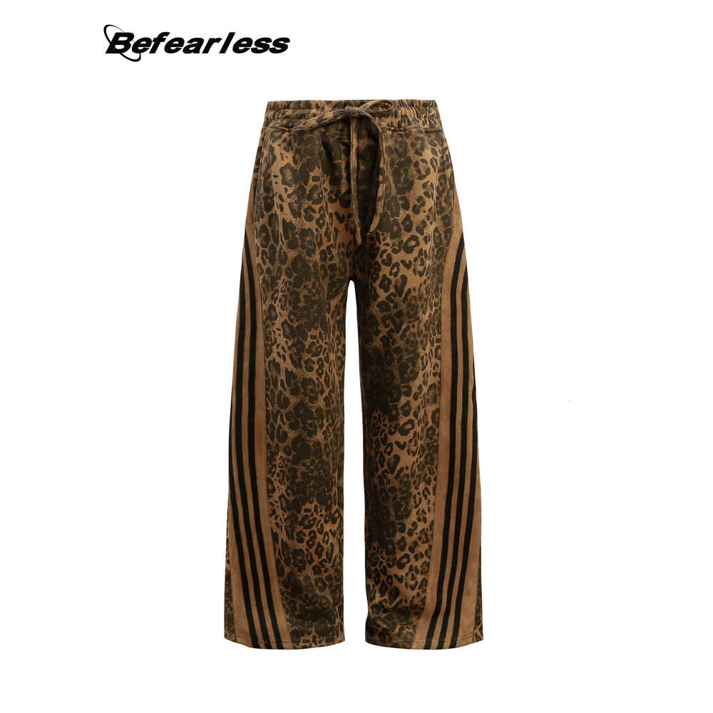 American Style Trendy Leopard Print Design Sweatshirt Set Men Women, Loose Fit, Unique Stand Collar Cardigan Jacket For Autumn And Winter B5