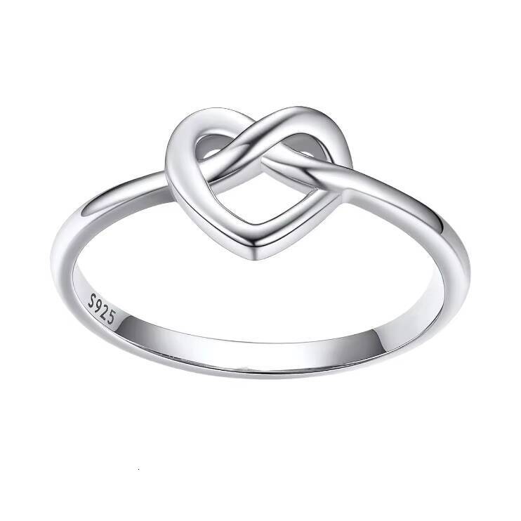 Sterling Silver Cross-Border Ring Knot Twisted Heart Exquisite Fashion Style Women's Finger