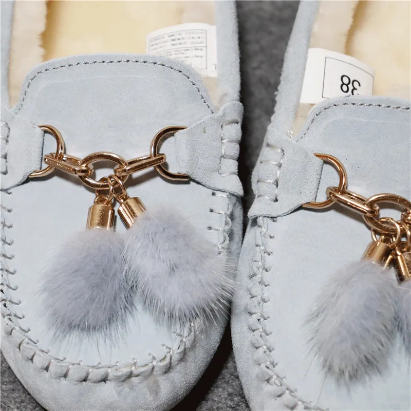 Flats Female Casual Footwear Shoes Women 100% Natural Fur Shoes Moccasins Loafers Soft Genuine Pig Boots Leisure 250809